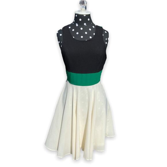 Charming Charlie Womens Dress Size Small Black Green Cream Tank Fit & Flare NEW - Picture 3 of 6